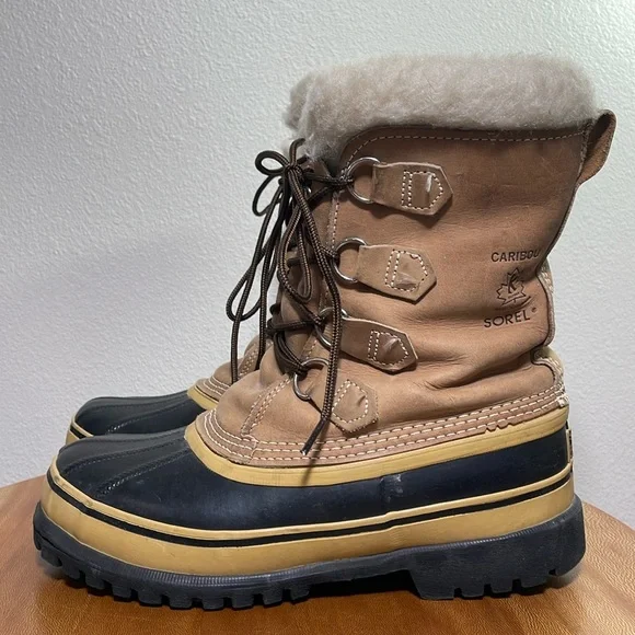 Vintage Sorel Caribou Wool Lined Rain Boots Lace Up Hiking Snow Work Boot Size 8 - Picture 4 of 16